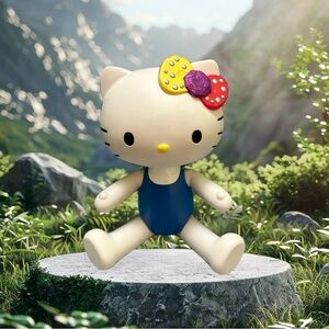 Hello Kitty Doll with Blue Outfit and Colorful Bow